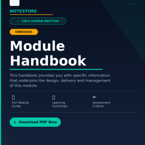 OBBS6001 The purpose of this Module Handbook is to provide you with specific information that under- pins the design, delivery and management of this module. It is your responsibility to familiarise yourself with the contents of this Module Handbook and to talk to your seminar tutor if you hav